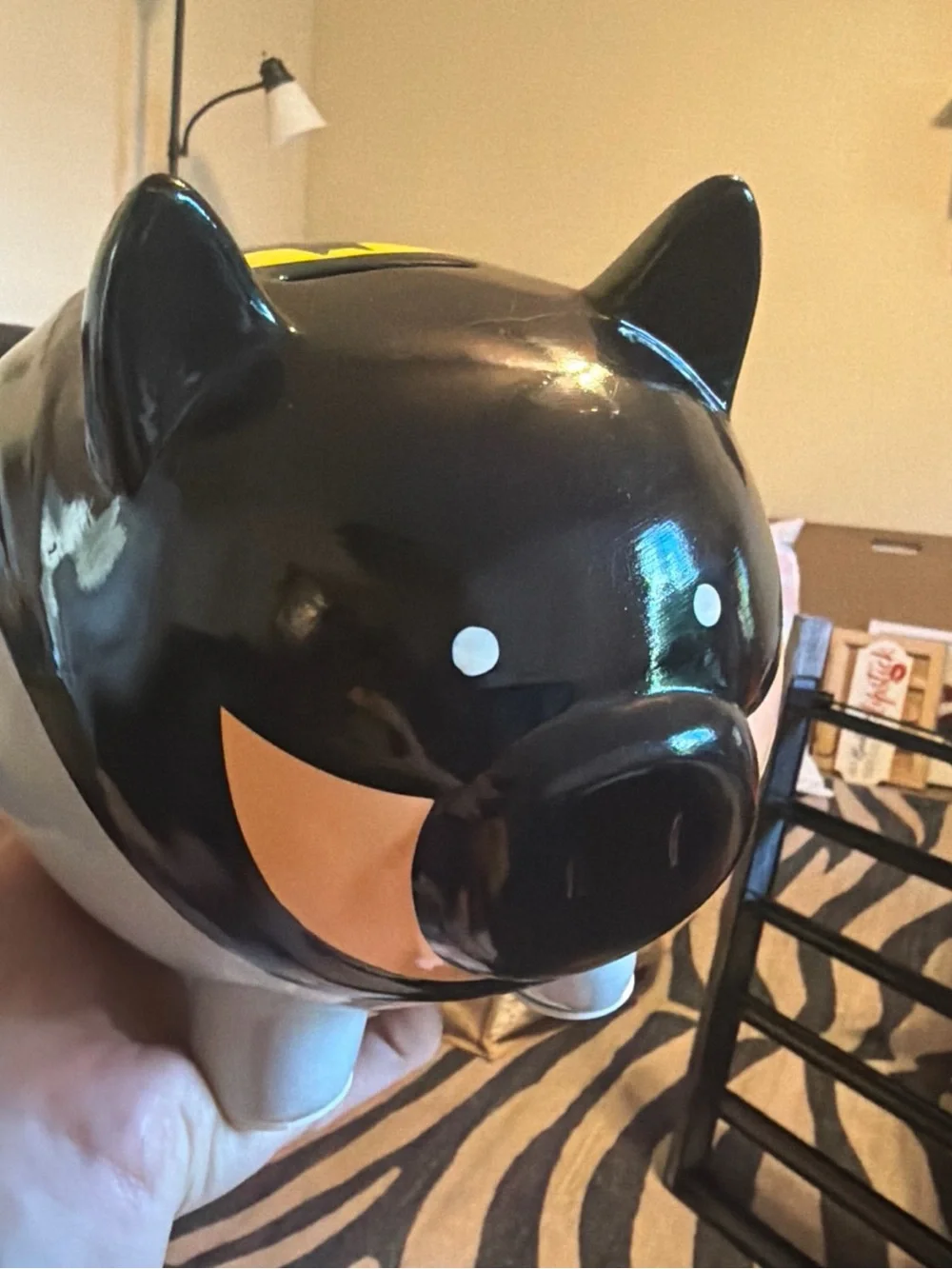 DC Comics Black and Pink Ceramic Piggy Bank